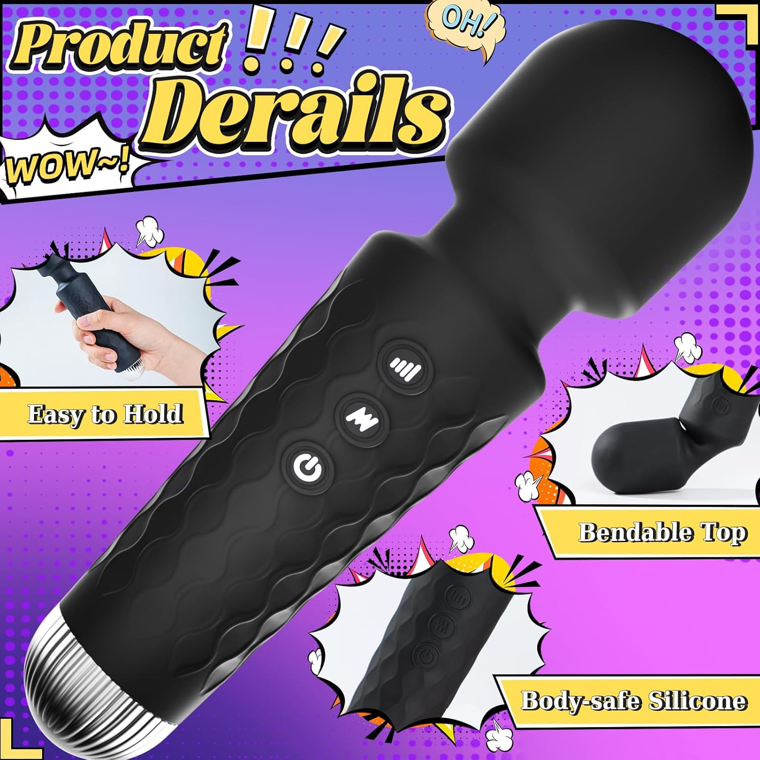 SurgeWand Powerful Wand Vibrator for Women – Flexible Head