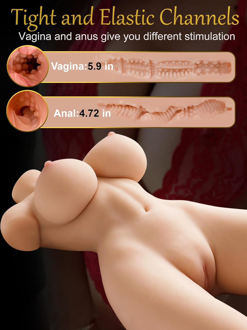 LustDiva 3-in-1 Realistic Sex Doll Torso with Vaginal, Anal & Breast Play