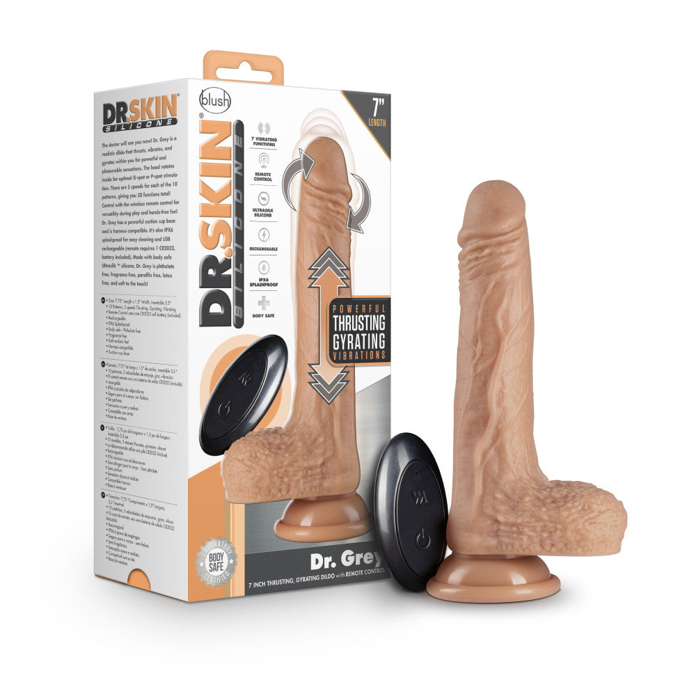 Blush Dr. Skin 7.75-Inch Thrusting & Vibrating Realistic Dildo with Suction Cup Base