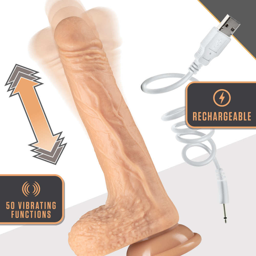 Blush Dr. Skin 7.75-Inch Thrusting & Vibrating Realistic Dildo with Suction Cup Base