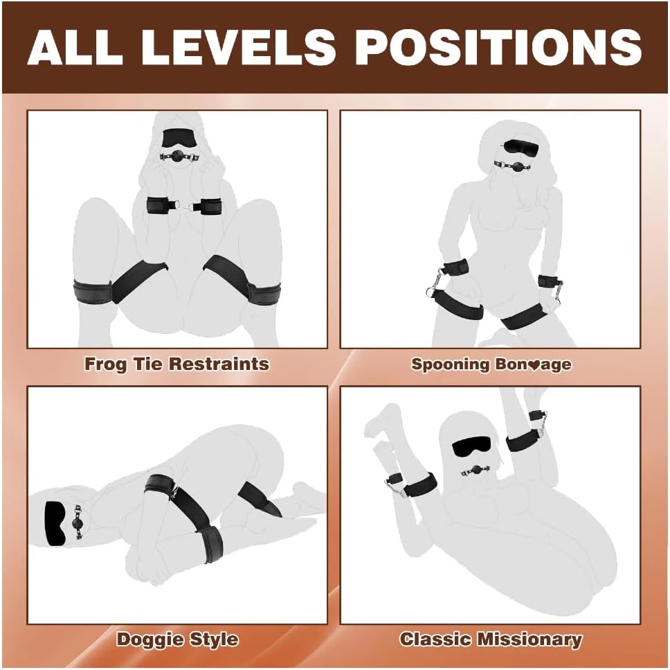 Adjustable BDSM Wrist and Thigh Ankle Cuffs Set