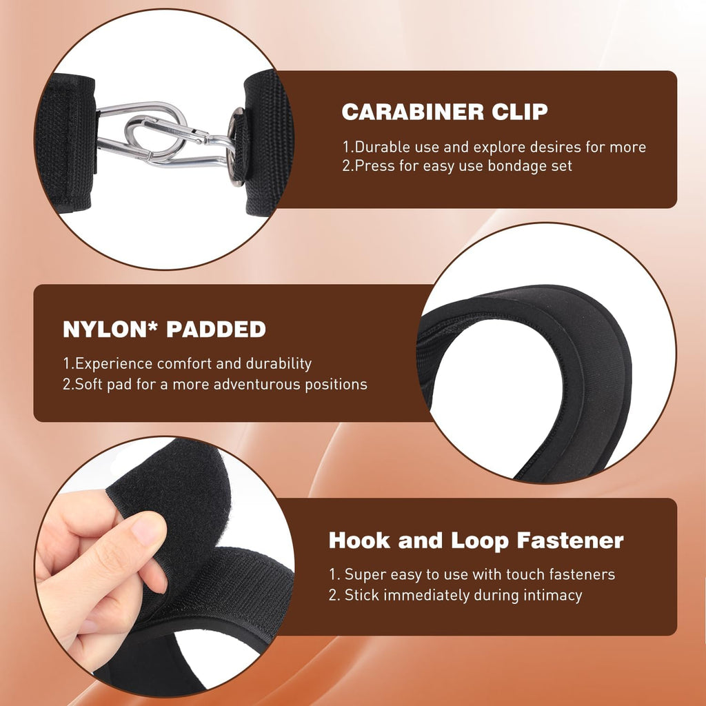 Adjustable BDSM Wrist and Thigh Ankle Cuffs Set