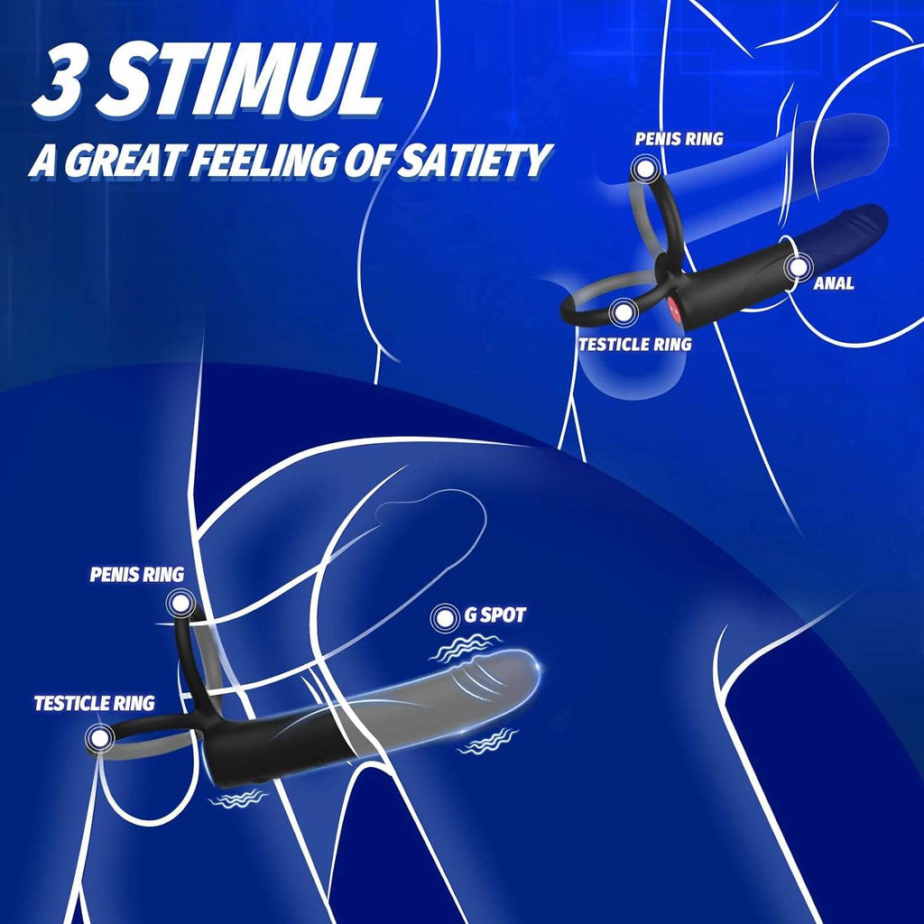 Enhanced Vibrating Pleasure Penis Ring Butt Plug Dildo