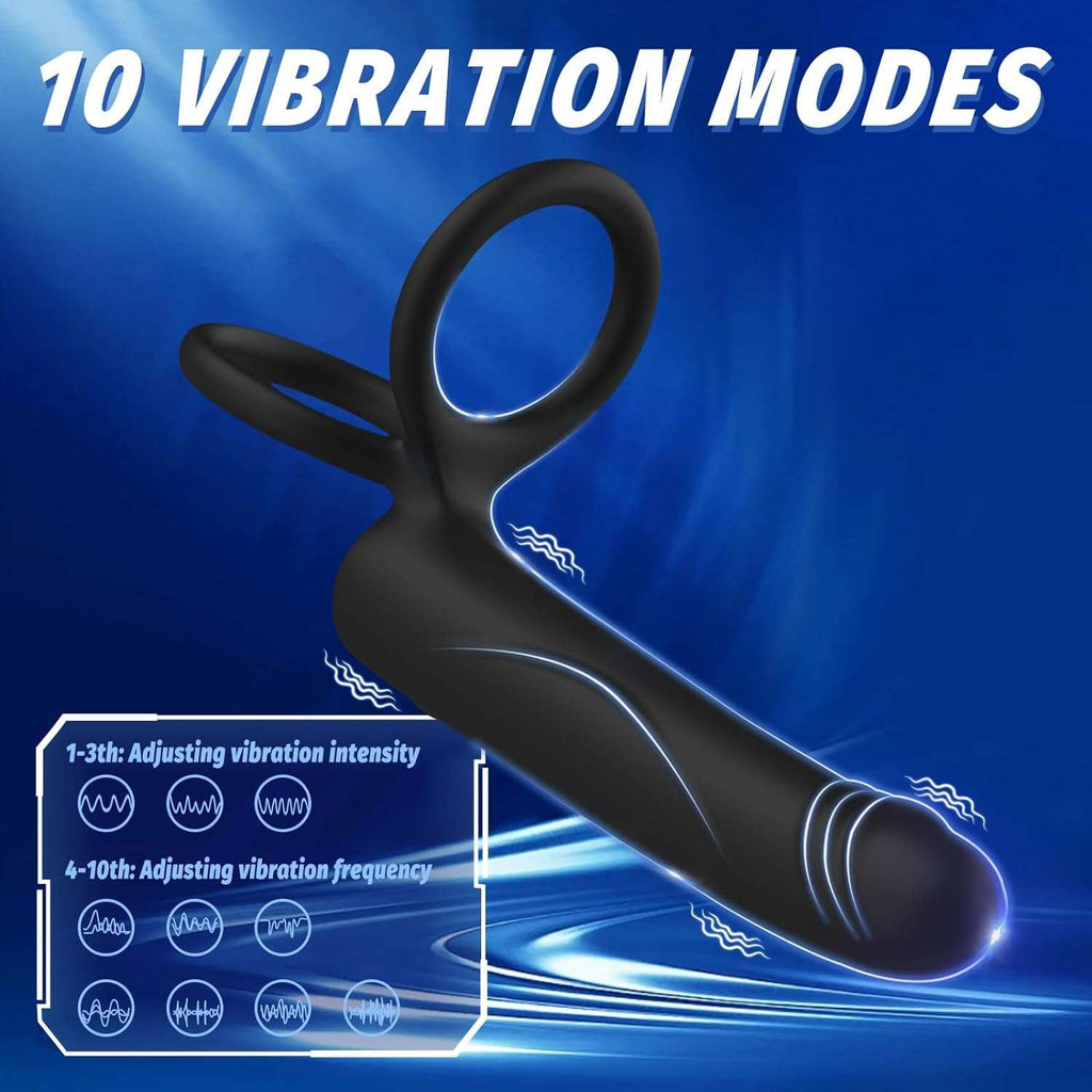 Enhanced Vibrating Pleasure Penis Ring Butt Plug Dildo