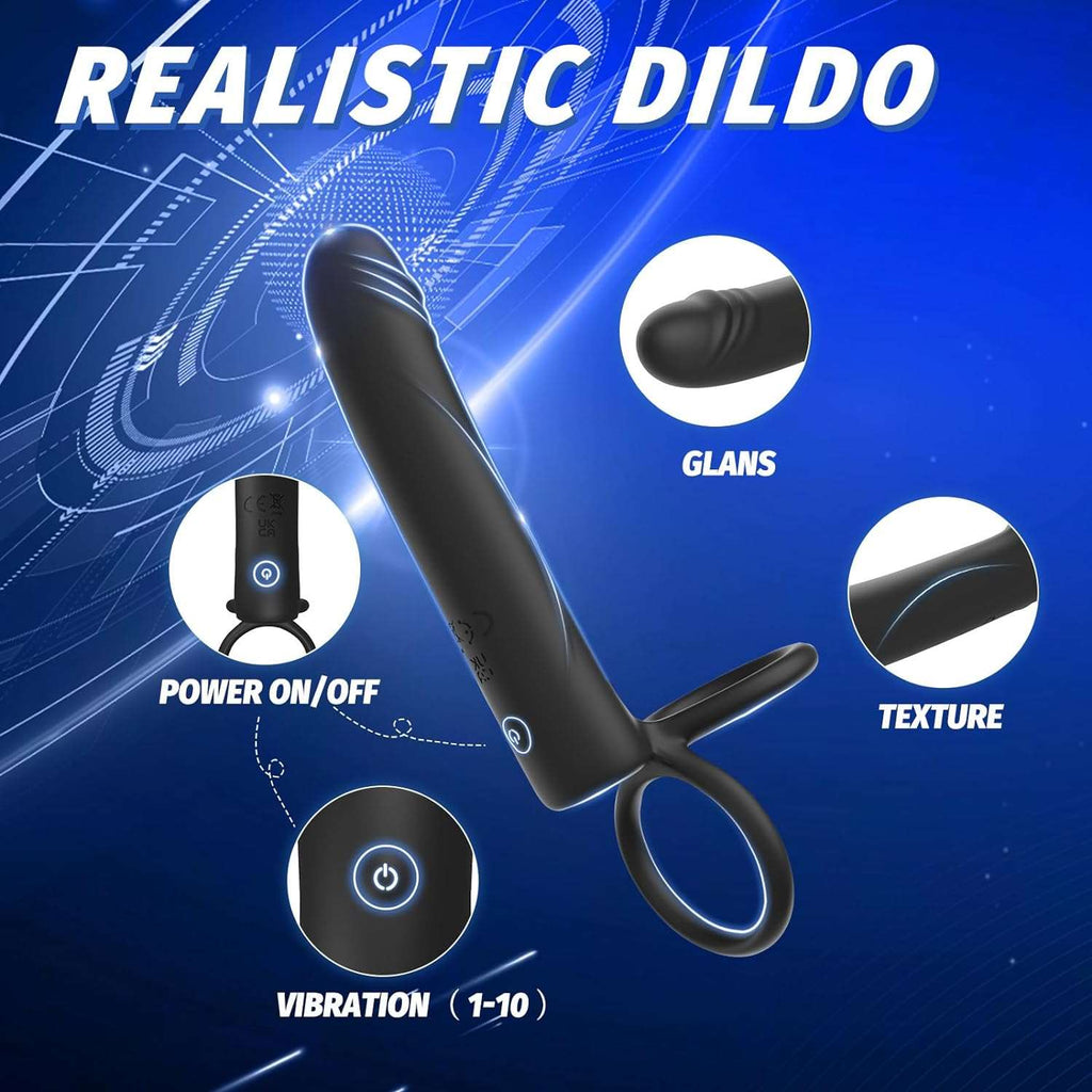 Enhanced Vibrating Pleasure Penis Ring Butt Plug Dildo