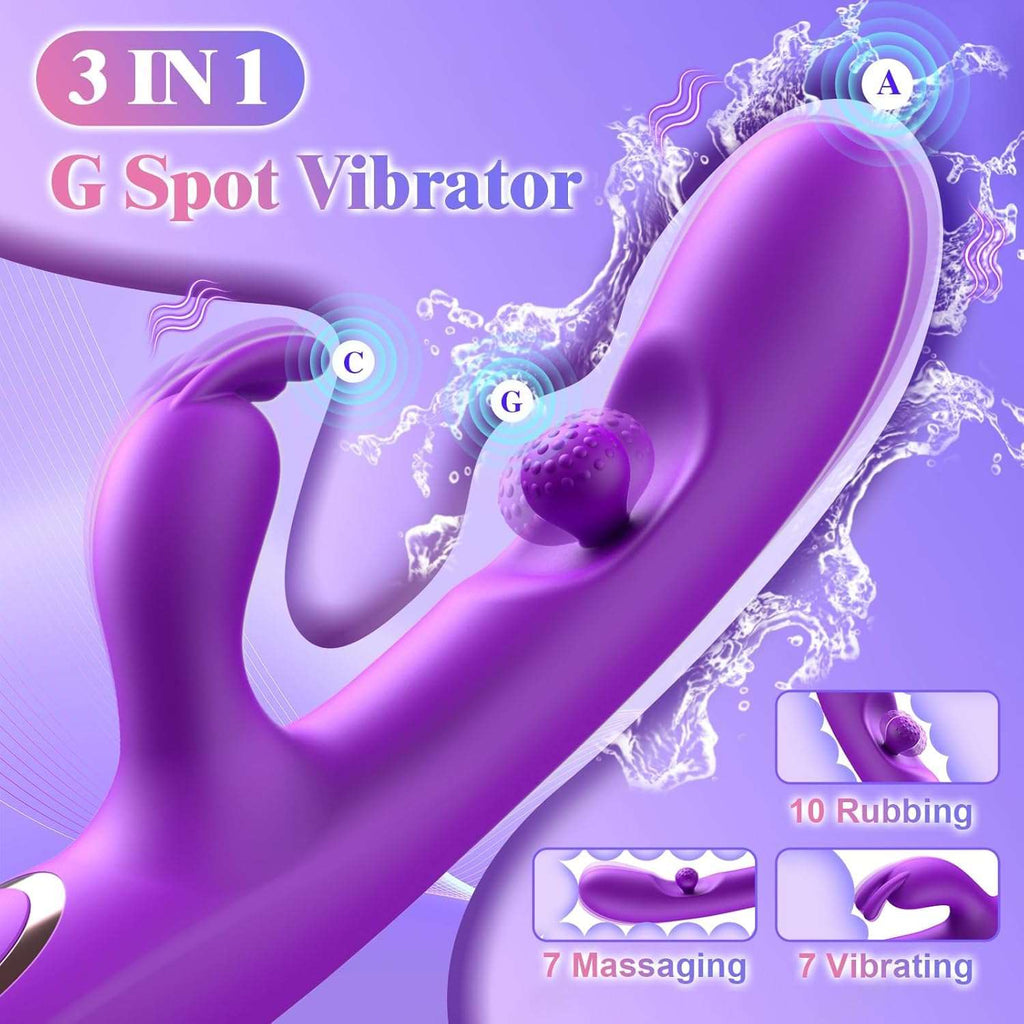 LustSpark G-Spot 360° Rotation Rabbit Dildo Vibrator