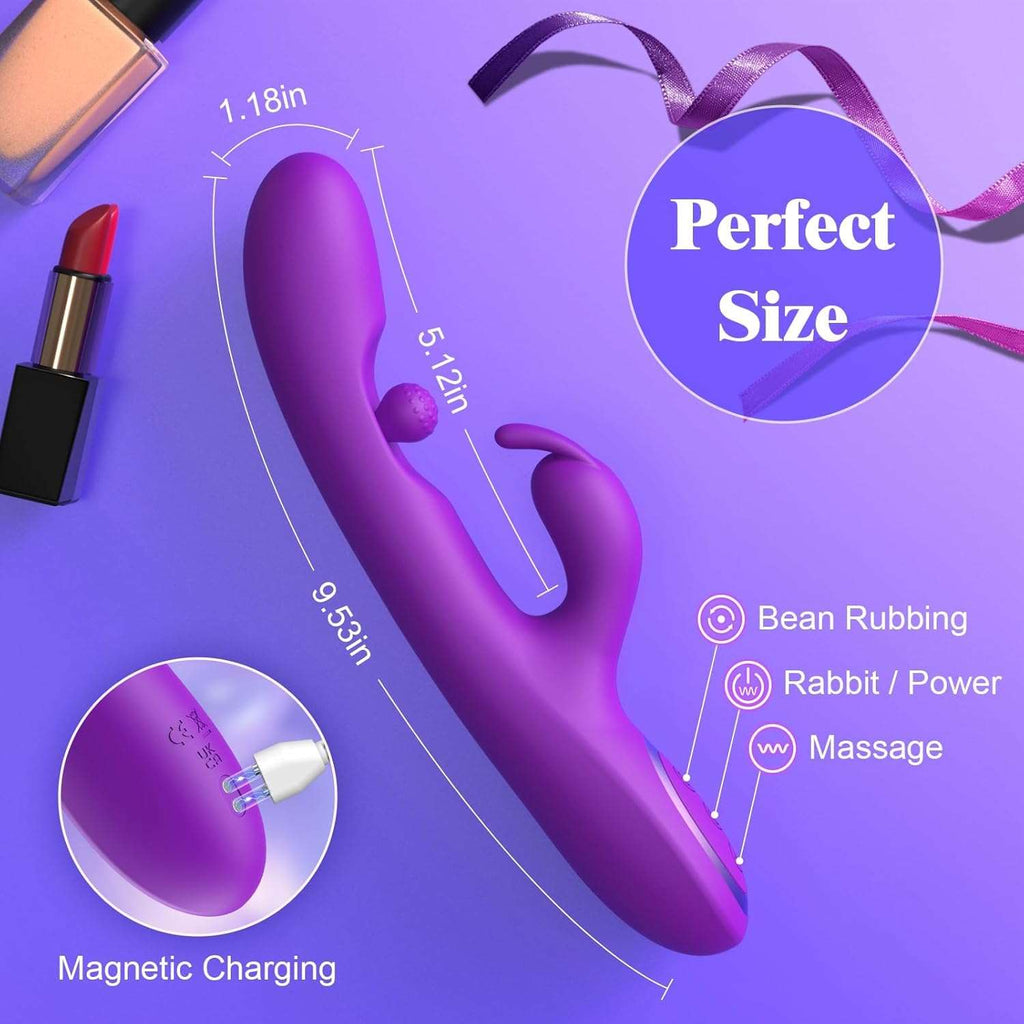 LustSpark G-Spot 360° Rotation Rabbit Dildo Vibrator