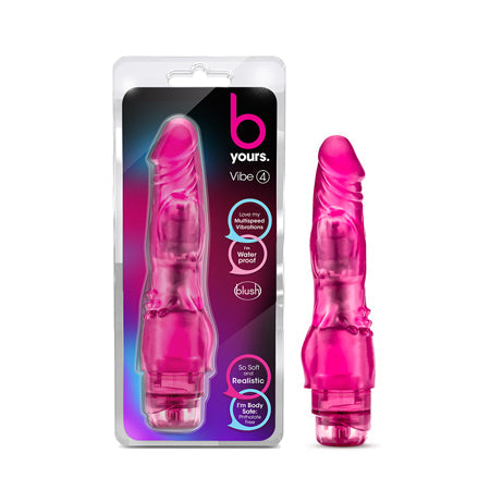 B Yours Vibe 4 Realistic 8 in. Vibrating Dildo Pink