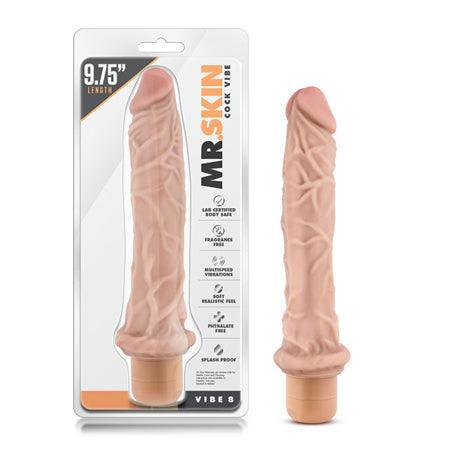 Dr. Skin Vibe 8 Realistic 9.75 in. Vibrating Dildo Beige