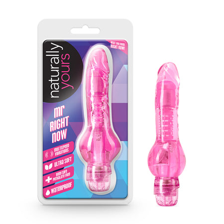 Naturally Yours Mr. Right Now Realistic 6.5 in. Vibrating Dildo Pink