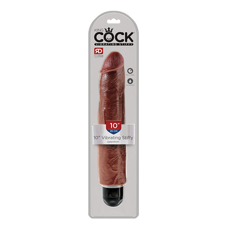 King Cock 10 in. Vibrating Stiffy Realistic Dildo Brown