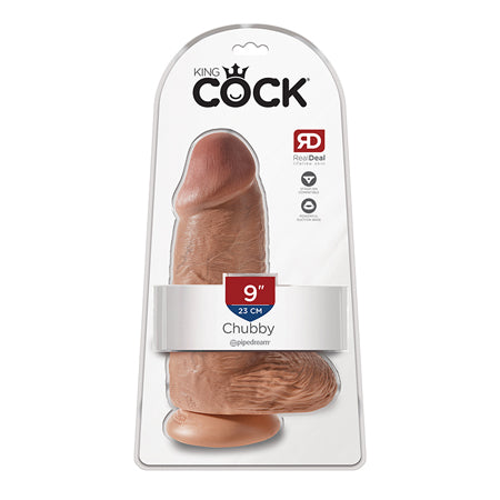 King Cock Chubby 9 in. Cock With Balls Realistic Suction Cup Dildo Tan
