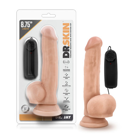 Dr. Skin Dr. Jay Realistic 8.75 in. Vibrating Dildo with Balls Beige