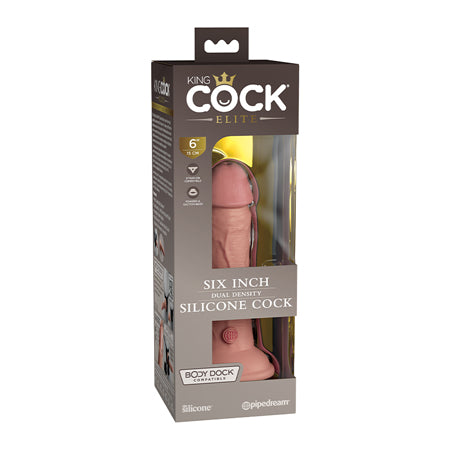 King Cock Elite 6 in. Dual Density Silicone Cock Realistic Dildo With Suction Cup Beige