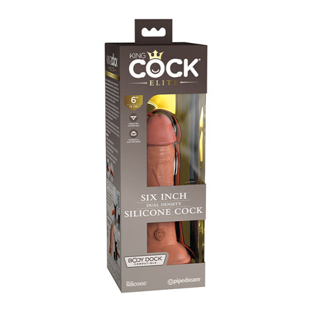 King Cock Elite 6 in. Dual Density Silicone Cock Realistic Dildo With Suction Cup Tan