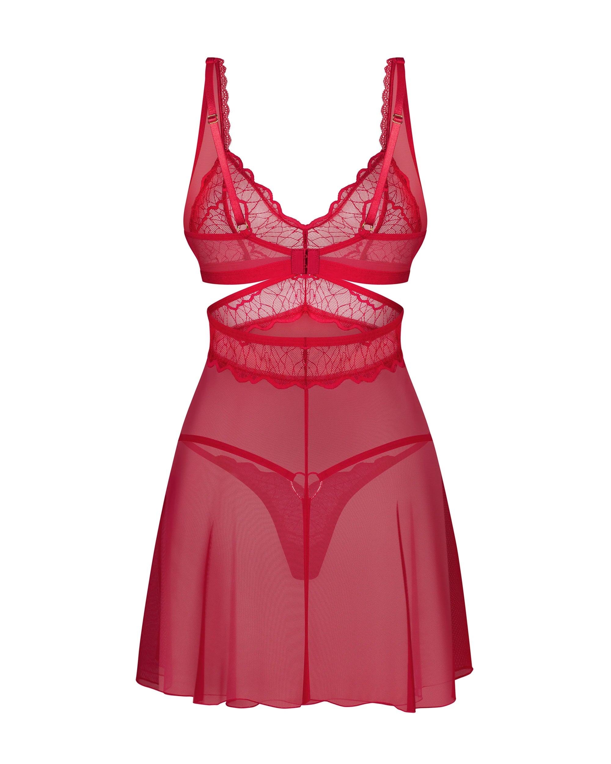 Red Lace Babydoll Lingerie Set with Thong – Comfort & Elegance