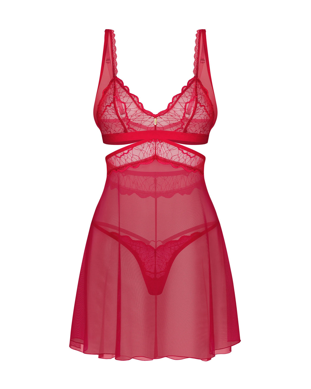 Red Lace Babydoll Lingerie Set with Thong – Comfort & Elegance