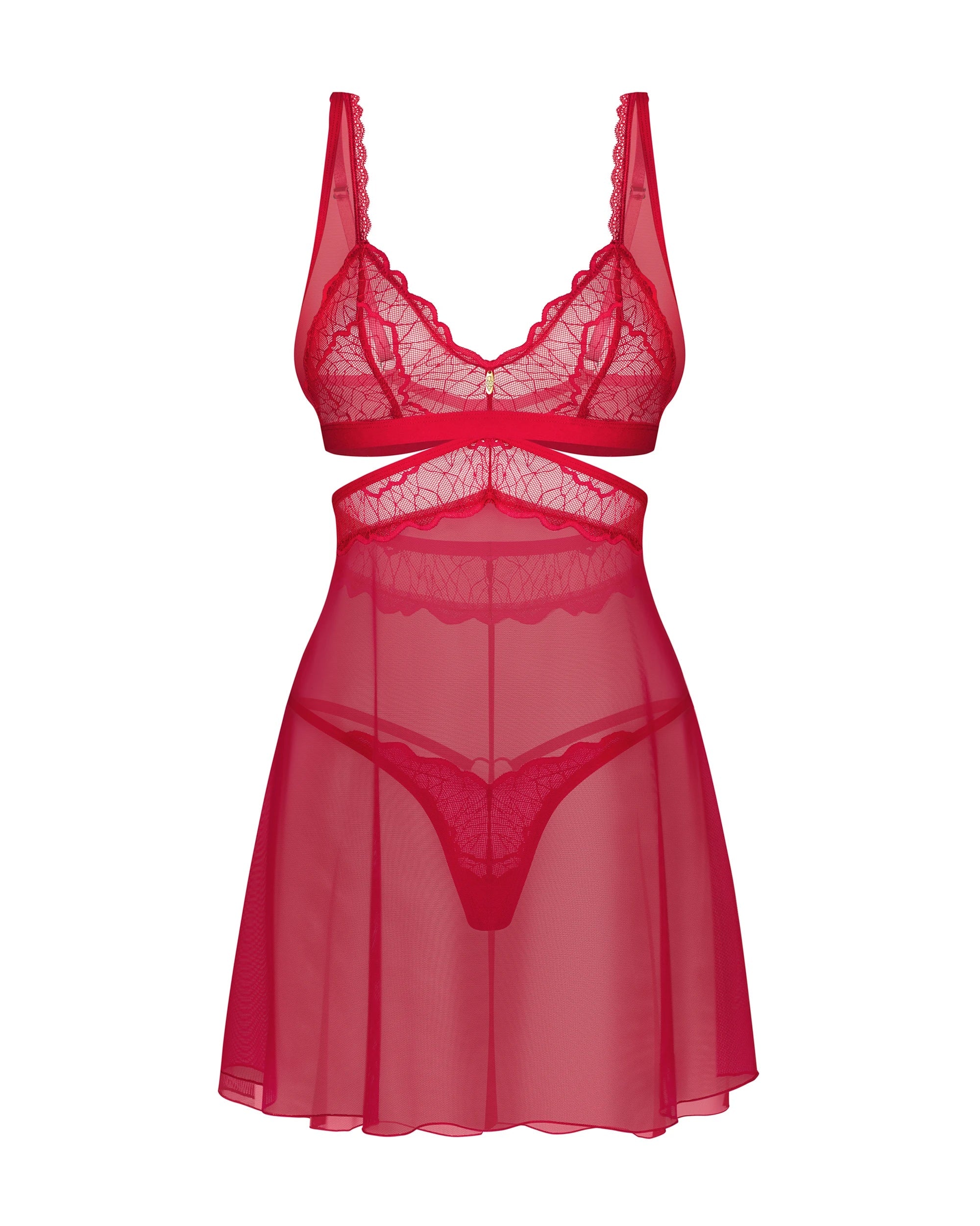 Red Lace Babydoll Lingerie Set with Thong – Comfort & Elegance