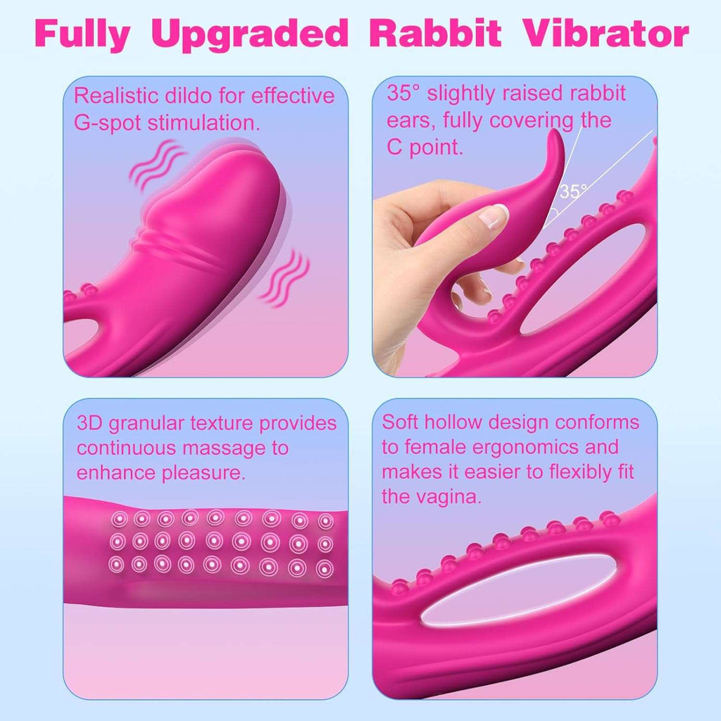 RabbitRush Enhanced Pleasure Dildo Vibrator Clit Massager