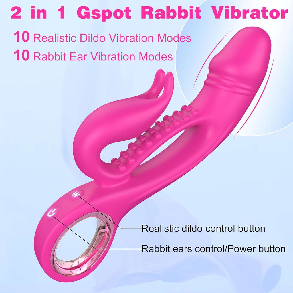 RabbitRush Enhanced Pleasure Dildo Vibrator Clit Massager