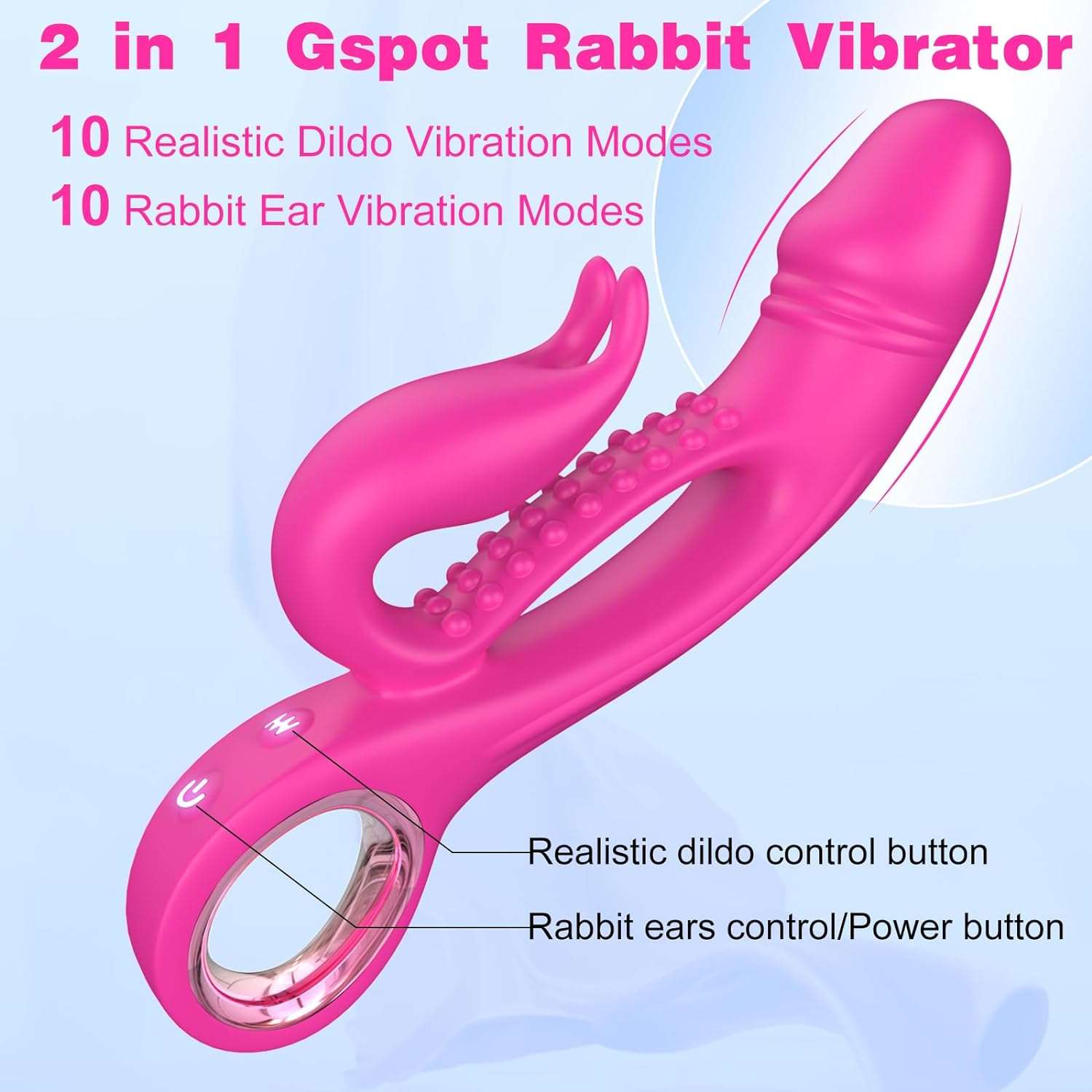 RabbitRush Enhanced Pleasure Dildo Vibrator Clit Massager