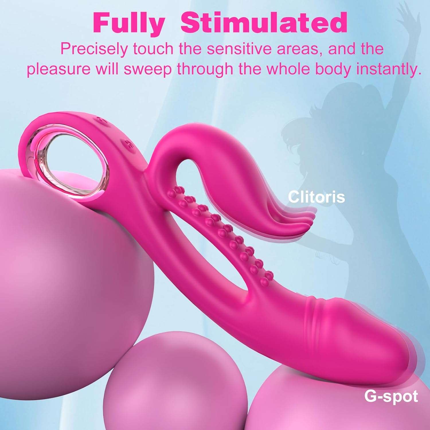 RabbitRush Enhanced Pleasure Dildo Vibrator Clit Massager