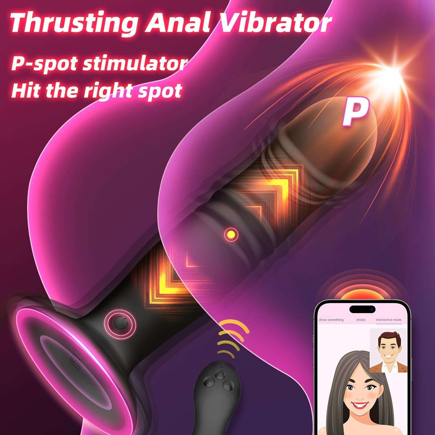 Thrusting Anal Plug Dildo Vibrator