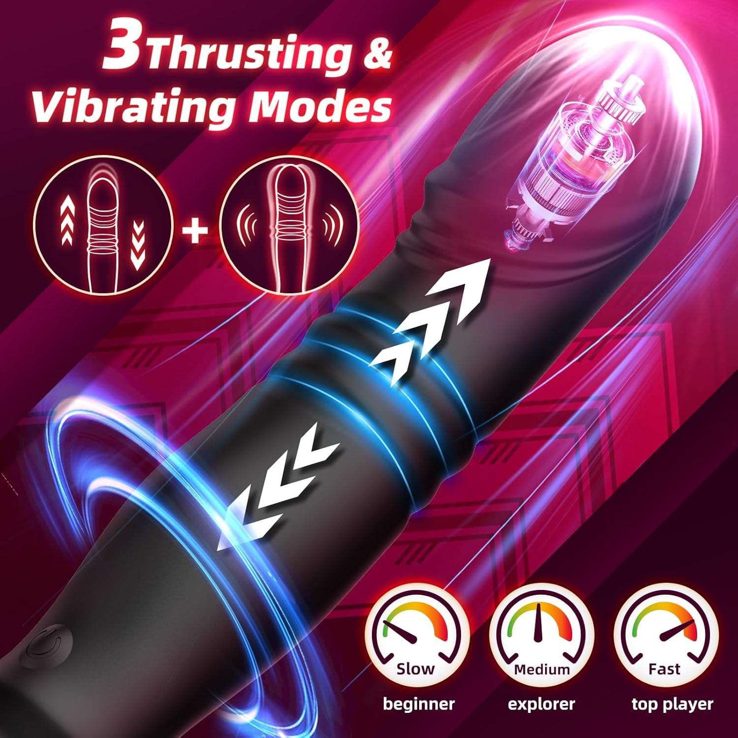 Thrusting Anal Plug Dildo Vibrator