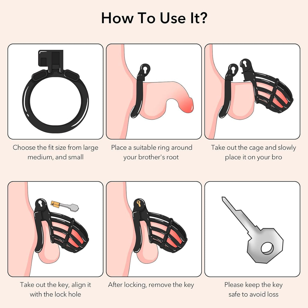 Versatile Multi-Size Male Chastity Cage for BDSM