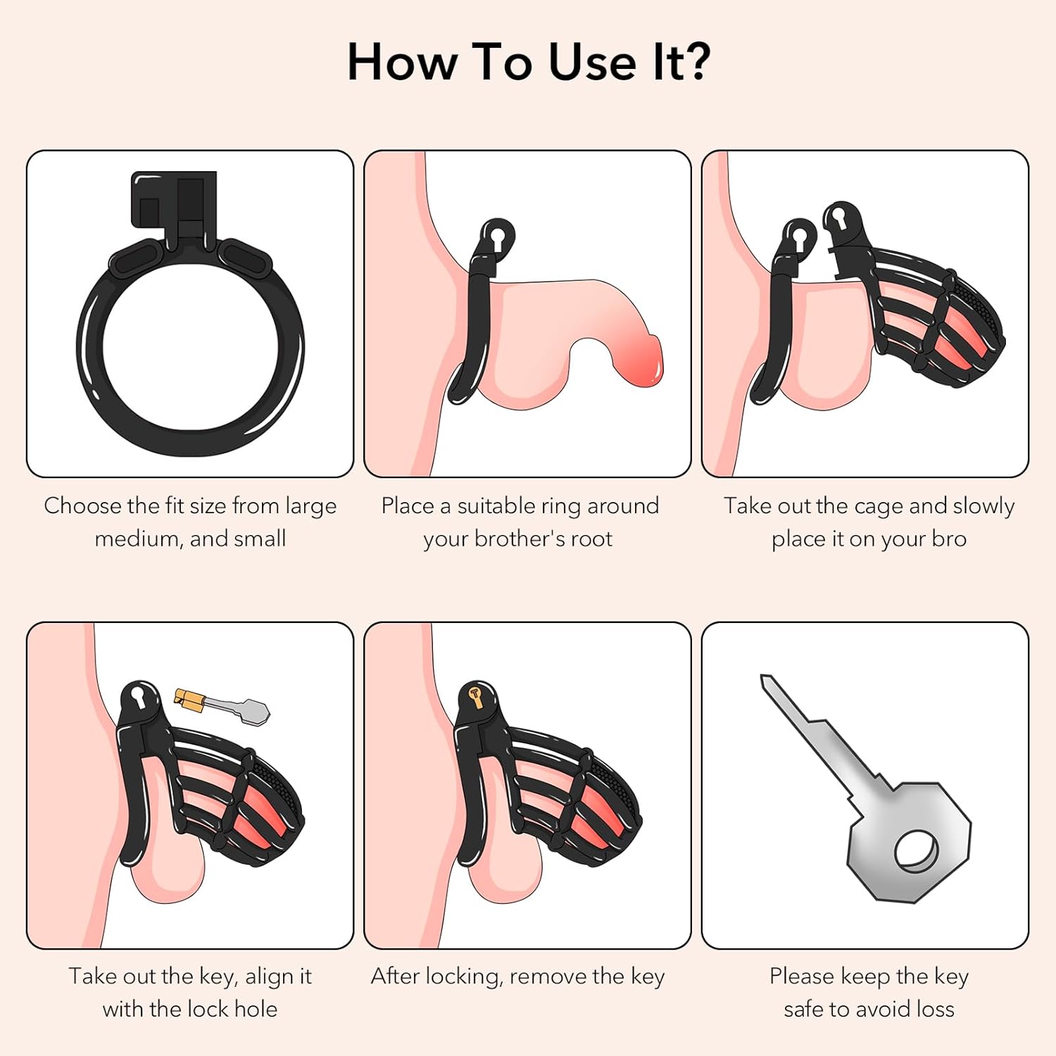 Versatile Multi-Size Male Chastity Cage for BDSM