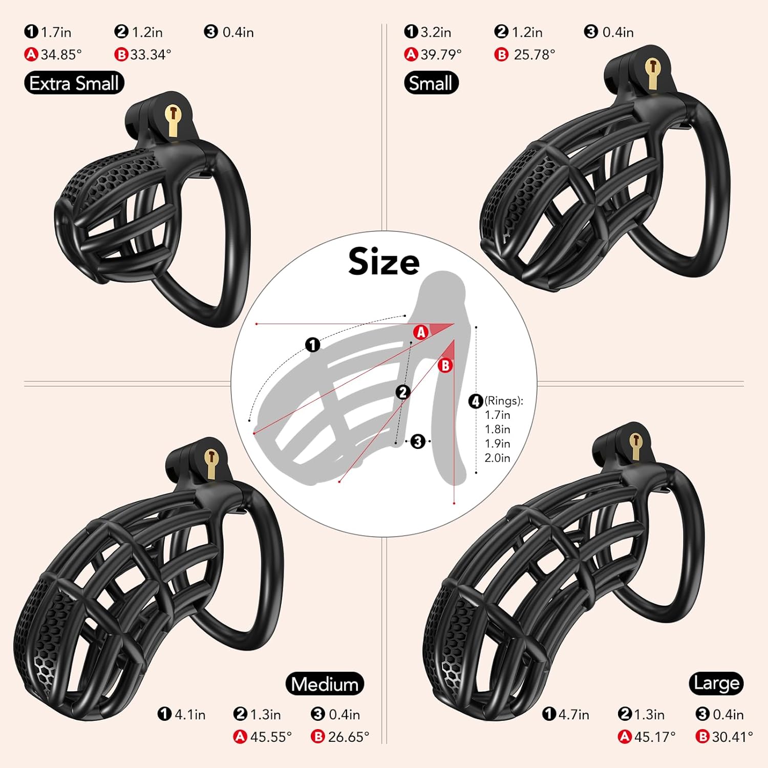 Versatile Multi-Size Male Chastity Cage for BDSM