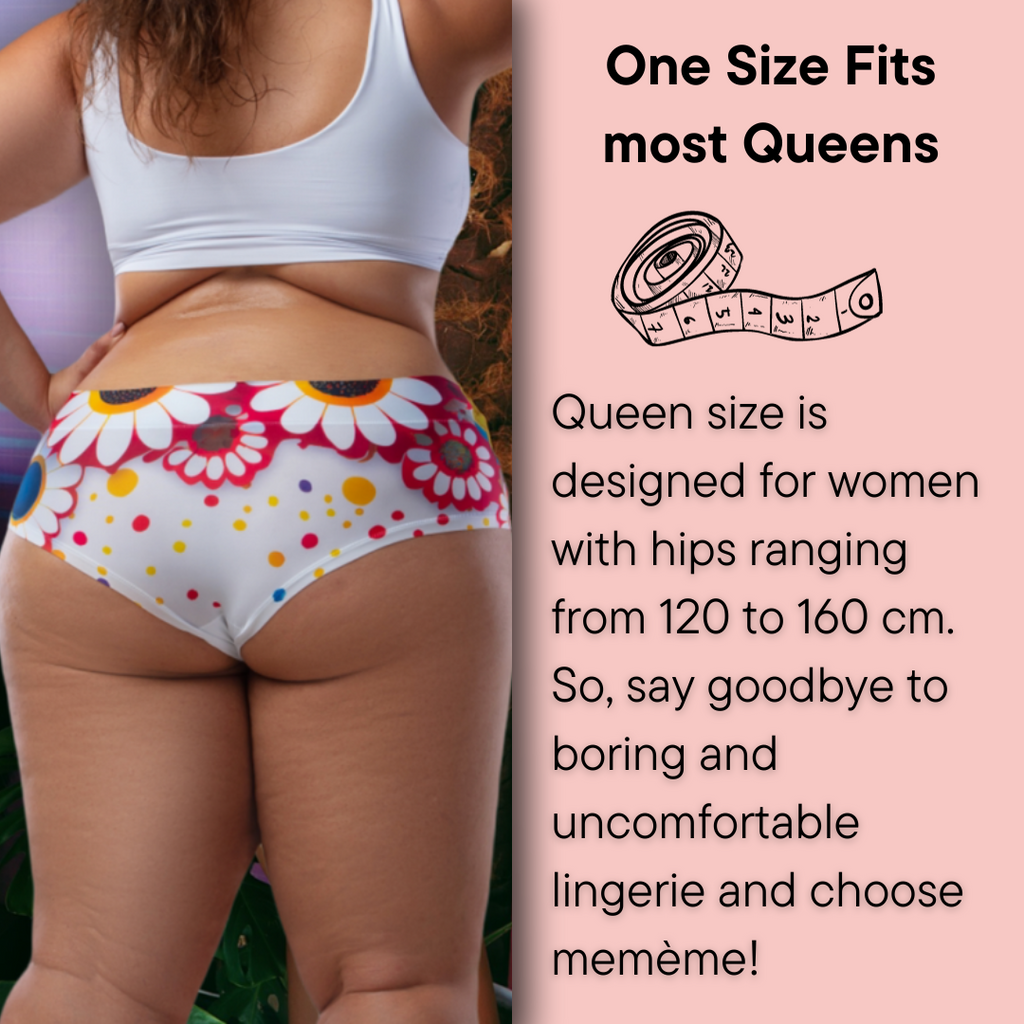 Memème Women’s Ultra-Comfortable Butterfly– Bliss  - Queen Size Panties | Original Prints, Unique Designs | Breathable Cotton Crotch, Stretchy Fit, Soft Flat Seams, No Elastic Bands | Style: High Waisted Brief | Everyday Use