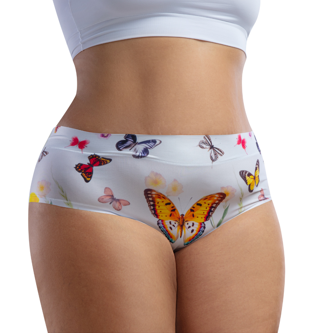 Memème Women’s Ultra-Comfortable Butterfly– Bliss  - Queen Size Panties | Original Prints, Unique Designs | Breathable Cotton Crotch, Stretchy Fit, Soft Flat Seams, No Elastic Bands | Style: High Waisted Brief | Everyday Use