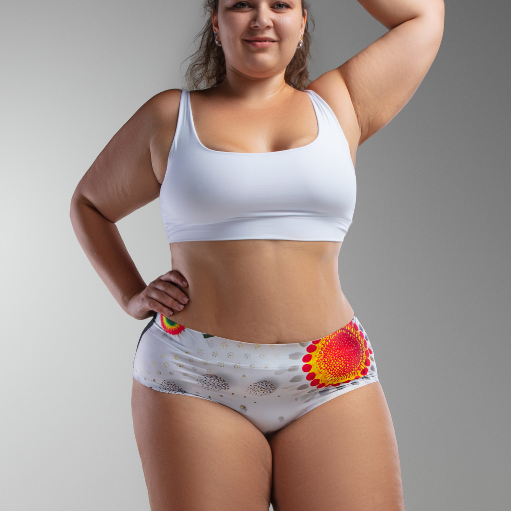 Memème Women’s Ultra-Comfortable DAISY– Tangelo - Queen Size Panties | Original Prints, Unique Designs | Breathable Cotton Crotch, Stretchy Fit, Soft Flat Seams, No Elastic Bands | Style: High Waisted Brief | Everyday Use