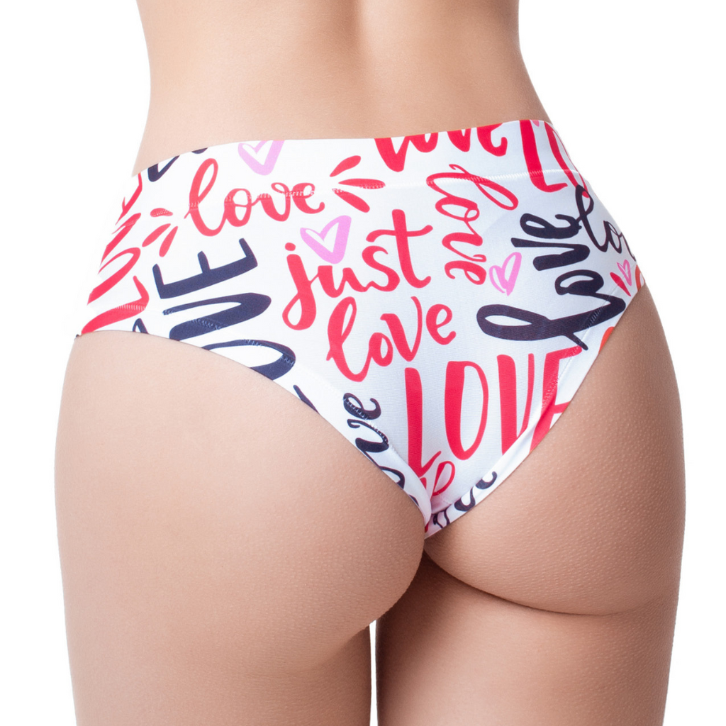 Memème Women’s Ultra-Comfortable LOVE - Message - Panties | Original Prints, Unique Designs | Breathable Cotton Crotch, Stretchy Fit, Soft Flat Seams, No Elastic Bands | Two Styles: Slip/Brief and Thong | Everyday Use