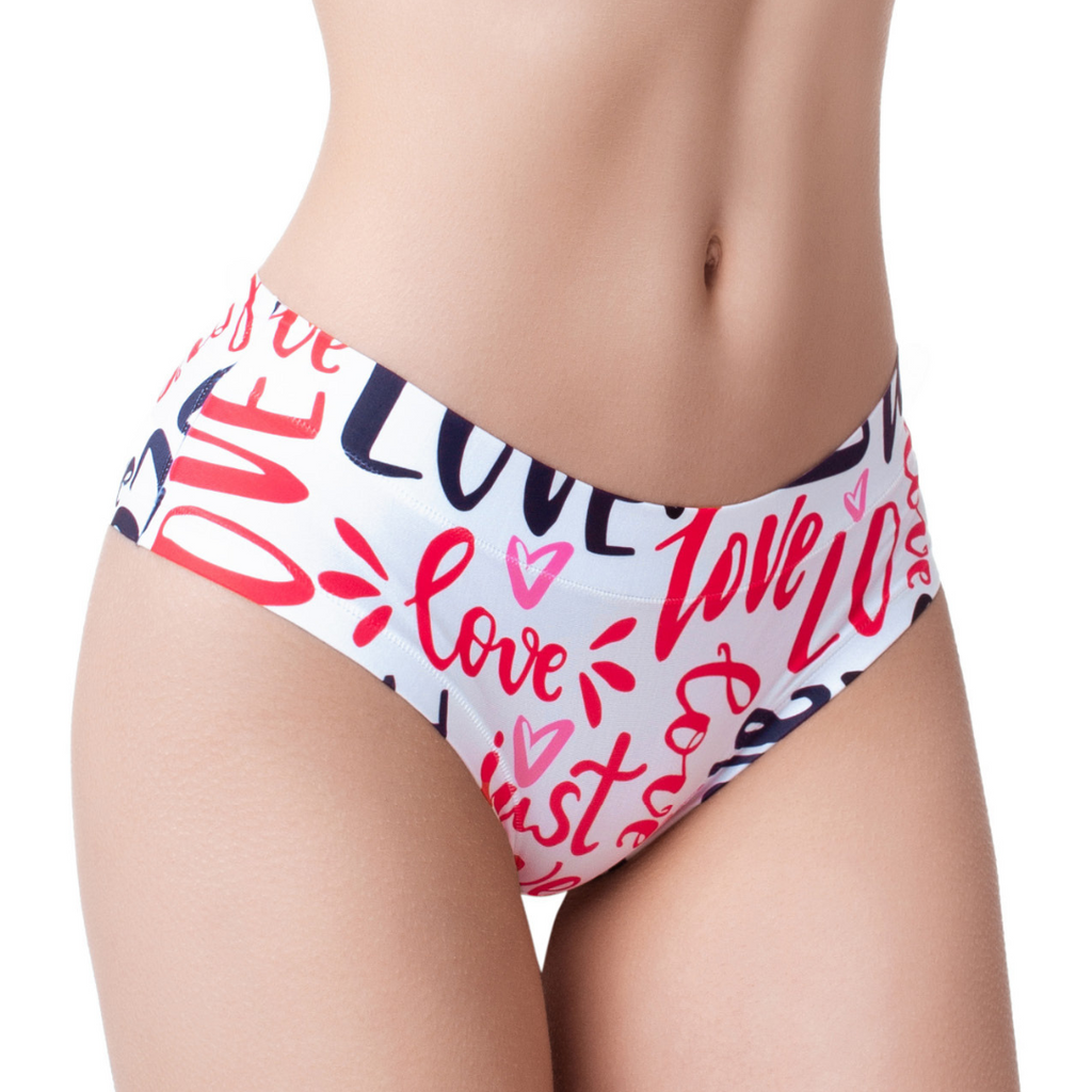 Memème Women’s Ultra-Comfortable LOVE - Message - Panties | Original Prints, Unique Designs | Breathable Cotton Crotch, Stretchy Fit, Soft Flat Seams, No Elastic Bands | Two Styles: Slip/Brief and Thong | Everyday Use