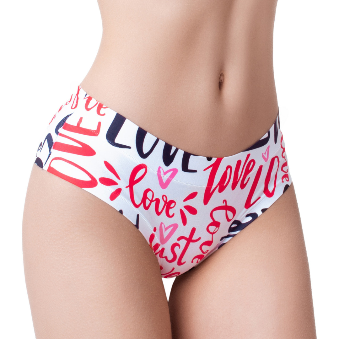 Memème Women’s Ultra-Comfortable LOVE - Message - Panties | Original Prints, Unique Designs | Breathable Cotton Crotch, Stretchy Fit, Soft Flat Seams, No Elastic Bands | Two Styles: Slip/Brief and Thong | Everyday Use