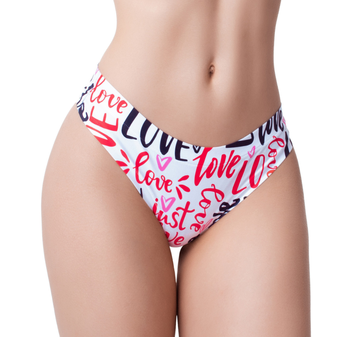 Memème Women’s Ultra-Comfortable LOVE - Message - Panties | Original Prints, Unique Designs | Breathable Cotton Crotch, Stretchy Fit, Soft Flat Seams, No Elastic Bands | Two Styles: Slip/Brief and Thong | Everyday Use