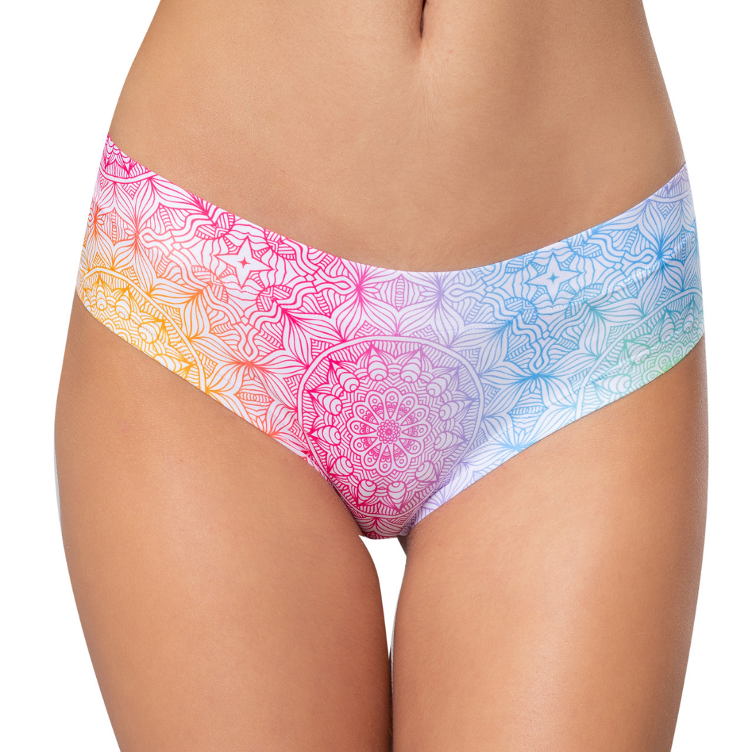 Memème Women’s Ultra-Comfortable MANDALA - Happiness - Panties | Original Prints, Unique Designs | Breathable Cotton Crotch, Stretchy Fit, Soft Flat Seams, No Elastic Bands | Two Styles: Slip/Brief and Thong | Everyday Use