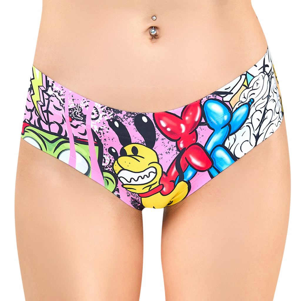 Memème Women’s Ultra-Comfortable MOXIE - Crazy - Panties | Original Prints, Unique Designs | Breathable Cotton Crotch, Stretchy Fit, Soft Flat Seams, No Elastic Bands | Two Styles: Slip/Brief and Thong | Everyday Use