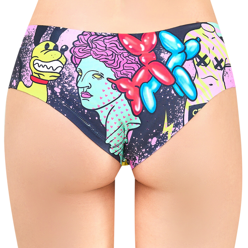 Memème Women’s Ultra-Comfortable MOXIE - Crazy - Panties | Original Prints, Unique Designs | Breathable Cotton Crotch, Stretchy Fit, Soft Flat Seams, No Elastic Bands | Two Styles: Slip/Brief and Thong | Everyday Use