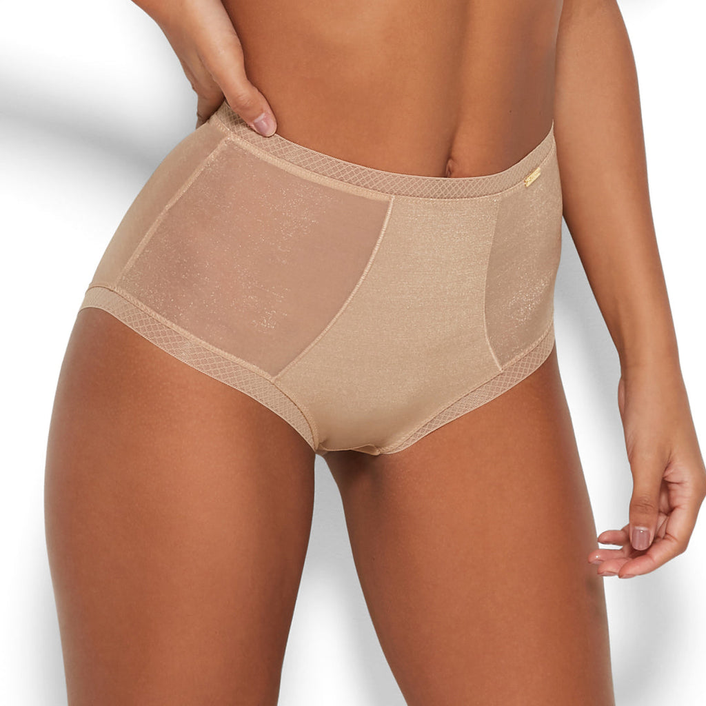 Sheer High Waist Brief Panty Glossies Nude