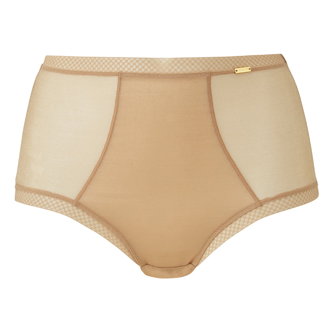 Sheer High Waist Brief Panty Glossies Nude