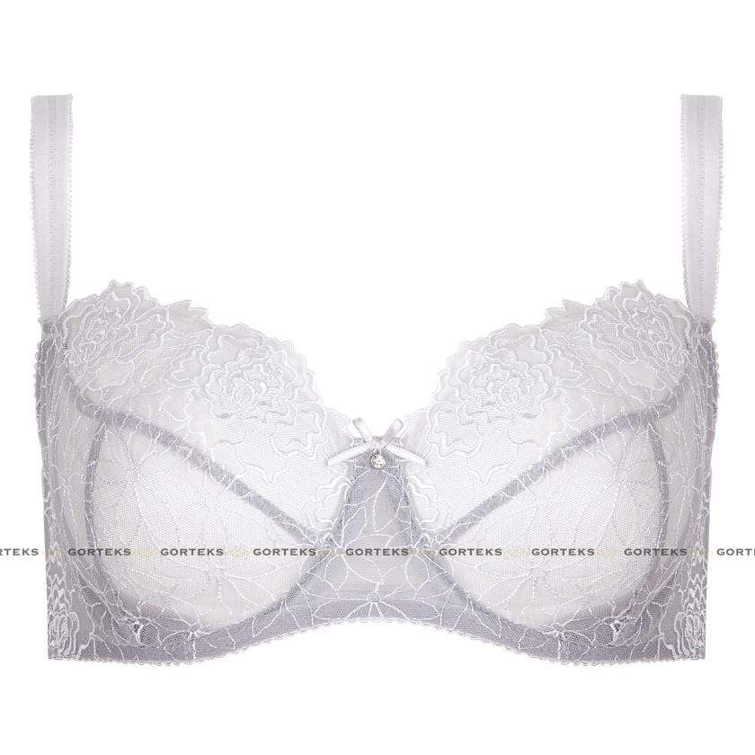 Sheer Mesh Balconette Bra Gorteks Pamela Silver